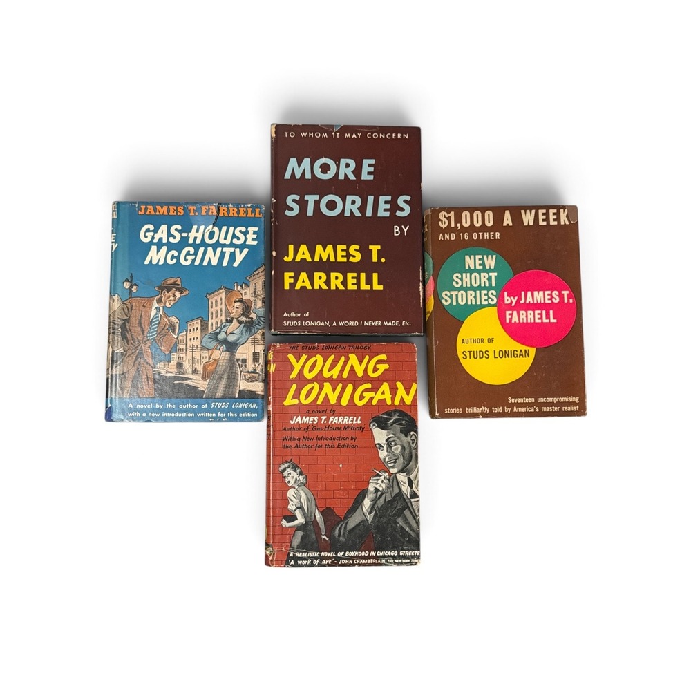 James T Farrell Vintage 4 Book Lot Young Lonigan Gas-House McGinty More Stories